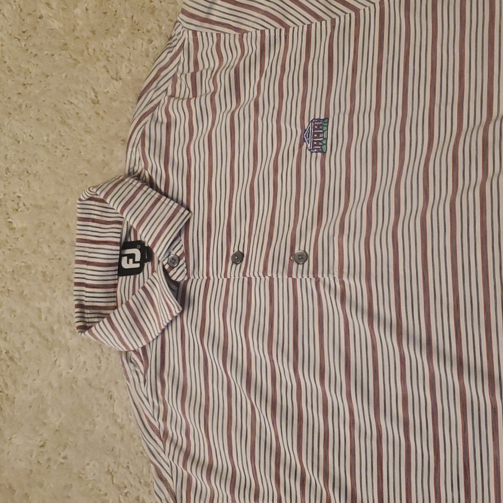 5‎ For 25$ FootJoy Striped Polo Shirt Mens Size Large Red White Gray